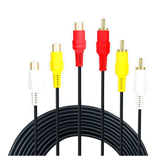 GHWL RCA Extension Cable - Gold Plated 3 RCA Male to 3 RCA Female Audio Video Extension Cable 3RCA Male to Female Audio Composite Extension Video Cable DVD CD AV TV (6ft/1.8m)