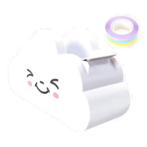Jojofuny Office Tape Dispenser Desktop Tape Dispenser Cloud Shape Office Desk Tape Dispenser Cutter with Rainbow Tape Roll for Masking Washi Tape Home Office Supplies Tape Roll Dispenser