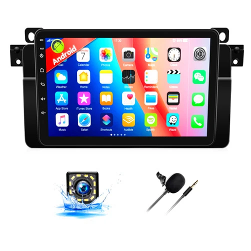 SIXTOP 2+64G Android Car Stereo for BMW E46 1998-2005 3 Series 9 inch Touch Screen Multimedia Player GPS Navigation FM RDS Radio Mirror Link for Android/iOS Bluetooth WiFi SWC + Backup Camera&MIC