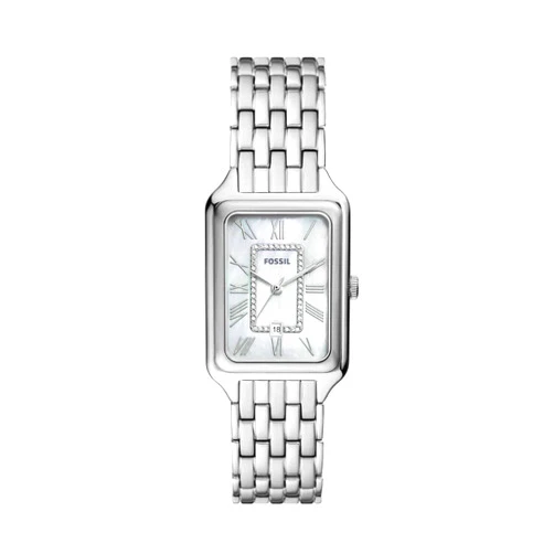 Fossil Raquel Women's Watch with Rectangular Case and Stainless Steel Bracelet or Leather Band