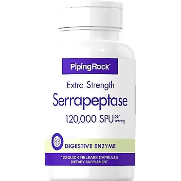 Piping Rock Serrapeptase 120000 SPU | 120 Capsules | Digestive Enzyme | Extra Strength Supplement | Non-GMO, Gluten Free