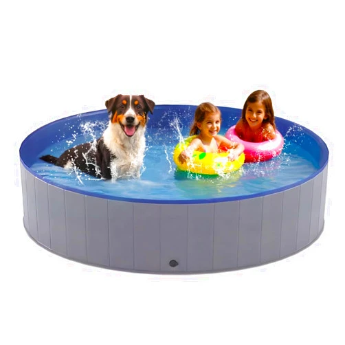 Powerwan Large Dog Pool, Dog Bathtub Collapsible Hard PVC Material Pet Swimming Pool, Portable Bath Tub for Pets Dogs, Pet Pool for Indoor and Outdoor 63 x 12inches