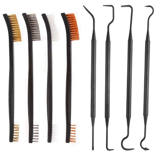 Accmor Gun Cleaning Tools Kit, Universal Gun Cleaner Set Including 4 Pcs Double-Ended Brass Steel Nylon Bristle Gun Cleaning Brushes & 4 Pcs Polymer Gun Cleaning Picks