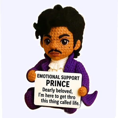 Vucootli Handmade Crochet Prince Doll, Emotional Support Prince for Music Lovers, Positive Affirmation Desk Companion, Unique Commemorative Gift for Adults (Style A)