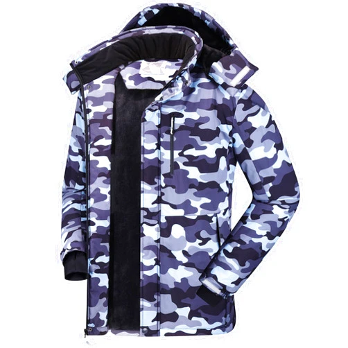 CAMEL CROWN Men's Mountain Snow Waterproof Ski Jacket Detachable Hood Windproof Fleece Parka Rain Jacket Winter Coat