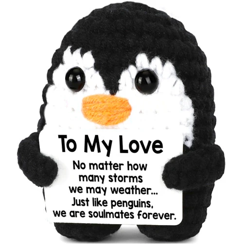 CryCarrot Gifts for Him Her Boyfriend Girlfriend, To My Love Handmade Crochet Penguin Present, Anniversary Wedding Birthday Gift for Women Men Cute Decor, Romantic I Love You Gift for Couple Wife Husband Easter