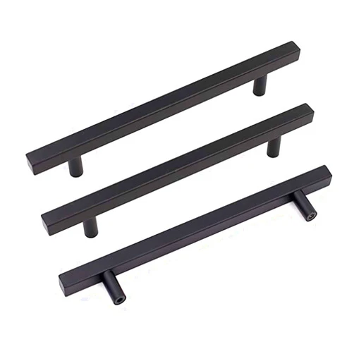 goldenwarm 10Pack Matte Black Cabinet Pulls Kitchen Cabinet Handles for Cupboard Black Drawer Pulls Square Bar Handles for Bathroom Modern Dresser Door Hardware 6-1/4in Hole Centers
