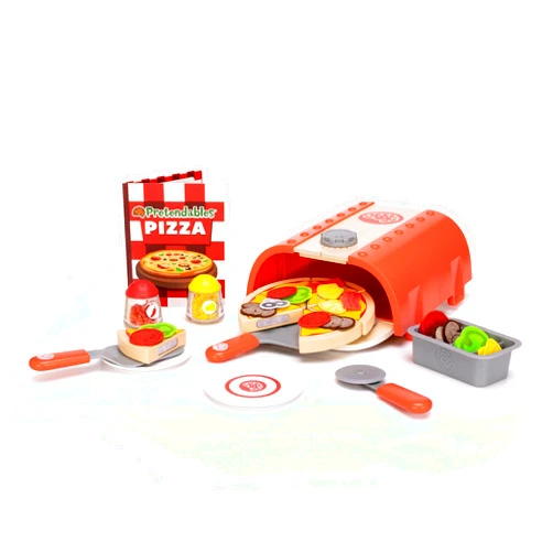 Fat Brain Toys Pretendables Backyard Pizza Oven Set, Kids Pretend Play Food Accessory with Storage, Pizza Play Set, 3 Years and Up