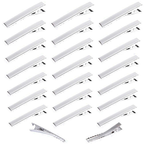 Elcoho 150 Pieces Metal Hair Clips Single Prong Alligator Clips Curl Clips Silver Hairbow Accessory