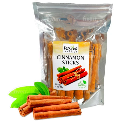 Fusion Select Cinnamon Sticks - Whole Canela Bark Pieces for Asian, Indian, & Middle Eastern Cuisine - Herbs & Spices for Baking & Cooking - Packed in a Clear Resealable Pouch - 4 oz