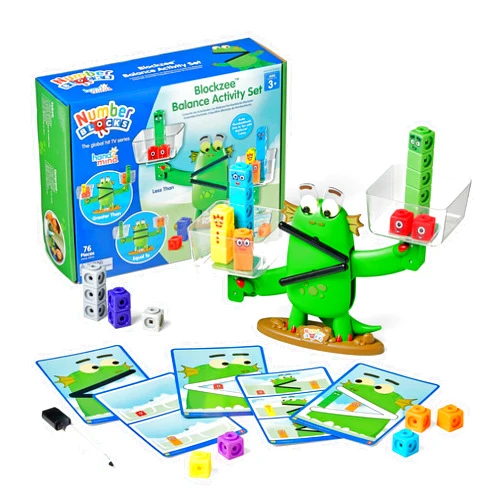 hand2mind Numberblocks Blockzee Balance Activity Set, ﻿61 MathLink Cubes, Balance Scale, Educational Math Manipulatives, Numbers for Toddlers, Preschool Learning Activities, Birthday Gifts for Kids