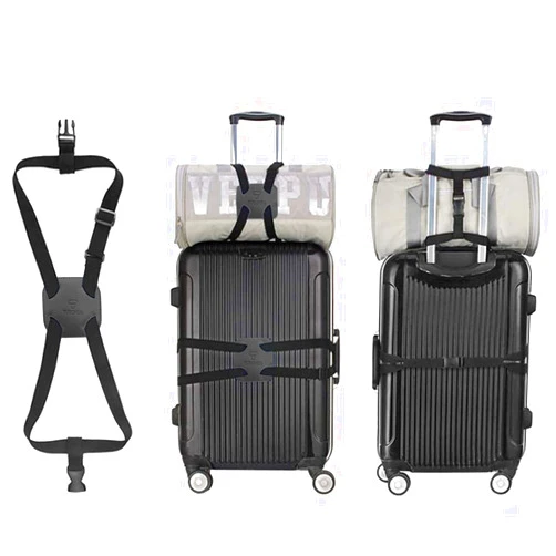 TUEGHER Luggage Straps for Suitcase, High Elastic, Hand-Free Luggage Bungee, Adjustable and Portable belt with Buckles Portable Bungee Cord, for Second Bag, Duffel, Tote Bag, Laptop Bag (Black)