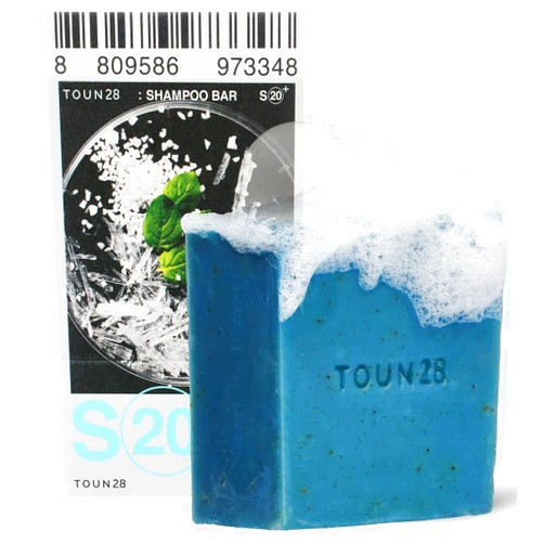 TOUN28 Anti-dandruff Natural Organic Vegan Cooling Biotin Shampoo Bar w/Centella Asiatica, Sea Salt & Menthol for Oily Scalp & Damaged Hair, Paraben Sulfate Silicone Free Bar Soap Korean Haircare