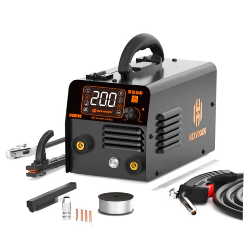 H HZXVOGEN HZXVOGEN 110V MIG Welder 200A Flux Core Welder 3 in 1 Gasless MIG Welder/Lift TIG/Stick Welding Machine Portable IGBT Inverter Large LED Display Automatic Wire Feeding Welder Machine