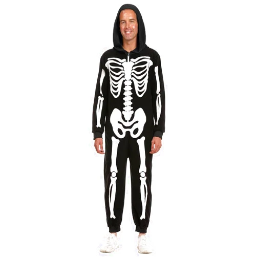 Spooktacular Creations Unisex Skeleton Family Matching Pajama Jumpsuit for Men Halloween Dress Up Party Themed Party Cosplay