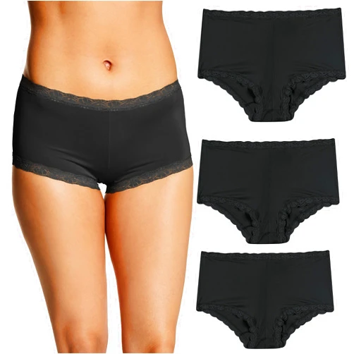 Maidenform Women's Microfiber Boyshort Panty Pack With Lace, 3-pack
