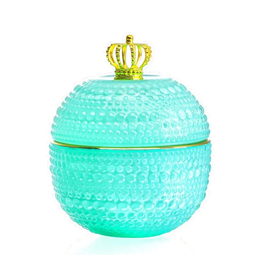 H&D HYALINE & DORA Glass Jewelry Storage Box for Rings Earrings Necklace Treasure Organizer Jewelry Keepsake Gift Box Case for Home Wedding, Blue