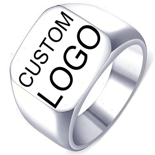 KOVEVE Custom Personalized Symbol Icon Logo Sign Crest Seal Text Stainless Steel Engraved Ring Unisex
