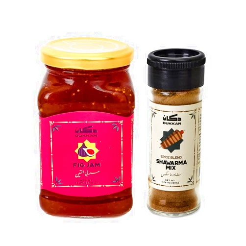 Dukkan Foods Organic Fig Jam and Shawarma Spice Seasoning Bundle, 2 Pack