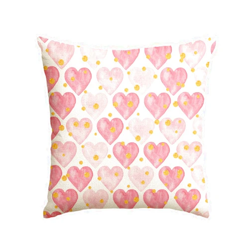 AVOIN colorlife Valentine's Day Pink Love Heart Throw Pillow Cover, 18 x 18 Inch Golden Polka Dot Anniversary Wedding Cushion Case Decoration for Sofa Couch