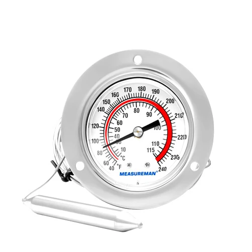 MEASUREMAN Vapor Capillary Flanged Panel Mount Refrigeration Thermometer, 2