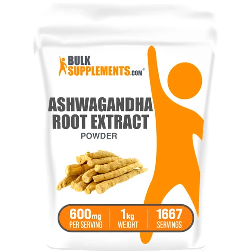 BulkSupplements.com Ashwagandha Root Extract Powder - Ashwagandha Supplement, Herbal Supplement - Vegan & Gluten Free, 600mg per Serving, 1kg (2.2 lbs) (Pack of 1)