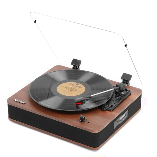 Retrospiler Record Player, Bluetooth Input & Output Turntable with Built-in Speakers, FM Radio, Vinyl-MP3 Recording, USB & SD Playback, LED Screen, Walnut