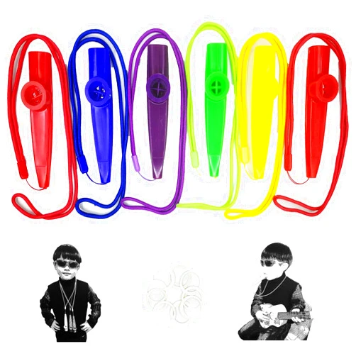 Fartime 12Pcs Plastic Kazoos With Lanyards,With 20Pcs Kazoo Flute Diaphragms，Musical Instruments,Good Gift for Kids,A Good Companion for Ukulele, Violin, Guitar,Piano Keyboard.