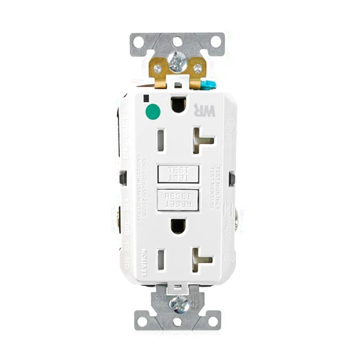 Leviton GFWT2-HGW 20A-125V Extra-Heavy Duty Hospital Grade Tamper/Weather-Resistant Duplex Self-Test GFCI Receptacle, White, 20-Amp