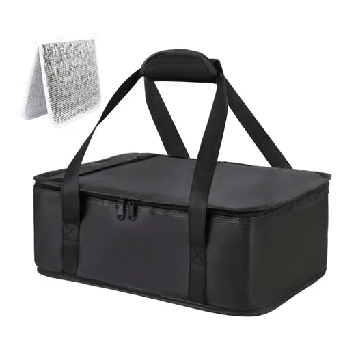 Bodaon Insulated Casserole Carrier Bag, Fits 9x13 and 11x15 Inch Baking Dish with Lid, Casserole Carriers for Hot or Cold Food for Transport, Thermal Lasagna Potluck Warmer Travel Tote, Black