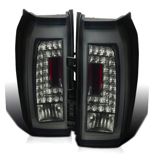 Spec-D Tuning Glossy Black Housing Smoke Lens LED Bar Tail Lights Compatible with 2015-2020 GMC Yukon Denali SLE SLT, 2015-2020 GMC Yukon XL Denali SLE SLT Left + Right Pair Assembly