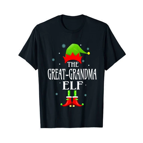 TEEAXART Elf Grandma Christmas apparel Great-grandma Elf Xmas Matching Family Group Christmas Party T-Shirt