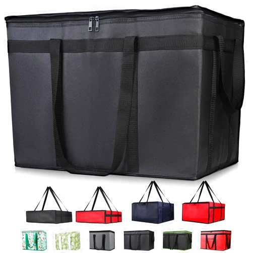 CIVJET Insulated Food Delivery Bag, XXXL Insulated Reusable Grocery Cooler/Hot Bags, Tote Bag for Shopping/Travel/Doordash, Catering Bag Doordash 22x14x13, Black, 1-Pack