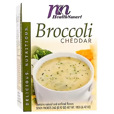 Nashua Nutrition HealthSmart High Protein Broccoli Cheddar Soup, 15g Protein, Low Calorie, Low Carb, Low Fat, Gluten Free, Ideal Protein Compatible, 7 Count Box