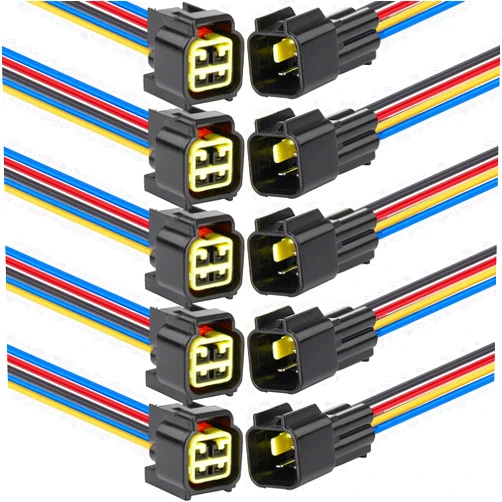 Laisomeke 4 Pin electrical Connector Waterproof Connector,Male and Female Way 16 AWG Wire Suitable for car Truck, Boat and Other Wire Connection (5 pack) Black