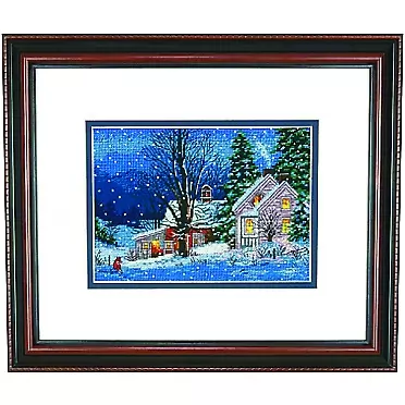 Dimensions Gold Collection Counted Cross Stitch 'Quiet Night' Winter Cross Stitch Kit, 18 Count Navy Aida, 7'' x 5''