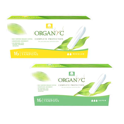 Organyc 100% Certified Organic Cotton Tampons, No Applicator, Free from Chlorine, Perfumes, Rayon, and Chemicals, Regular + Super, (32 Count)