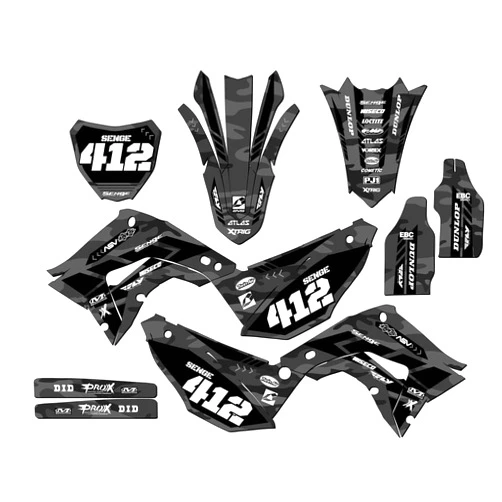 Senge Graphics Inc. 2002-2012 fits POLISPORT Restyle CR 250 R Apache Grey Senge Graphics Complete Kit with Rider I.D. Compatible with Honda