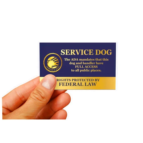 WORKINGSERVICEDOG.COM Service Dog Cards - 5 ADA Service Dog Information Handout Cards. State Your Right to be accompanied by Your Service Dog - Minimize Confrontations
