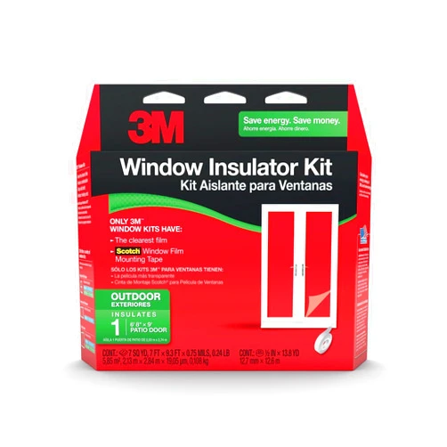 3M Outdoor Patio Door Clear Insulation Kit, Heat or Cold Window Insulation Kit for Large Windows and Sliding Doors, 1-Door Kit, 7 ft. X 9.3 ft.