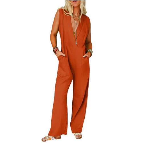 Fiona Jolin Casual Sleeveless Jumpsuits for Women Summer Baggy Jumpers Overalls Hot Shot Onesie Rompers