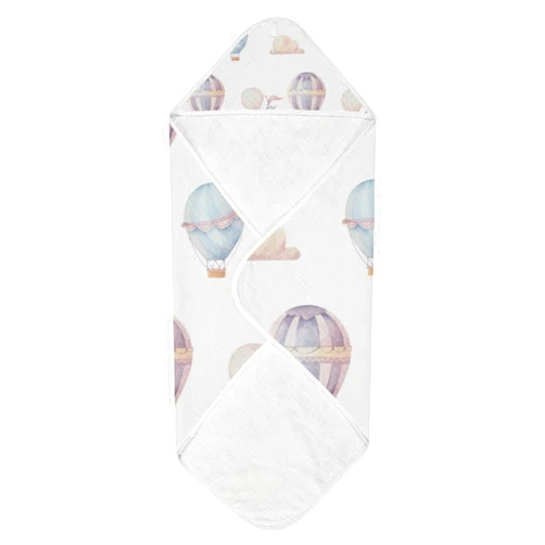 WELLDAY Watercolor Hot Air Balloon Baby Towel Ultra Soft Hooded Towels for Babies - Ultra Absorbent Cotton Bath Towels 30x30 Inch