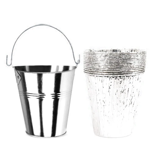 QuliMetal Drip Grease Bucket Can and 15-Pack Disposable Foil Liners Replaces HDW152 for Traeger & Pit Boss, Z Grill BBQ Grills, Rec Tec Pellet Grill Large Drip Bucket, Silver