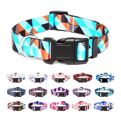Suredoo Adjustable Dog Collar with Patterns, Ultra Comfy Soft Nylon Breathable Pet Collar for Small Medium Large Dogs (S, Geometry)