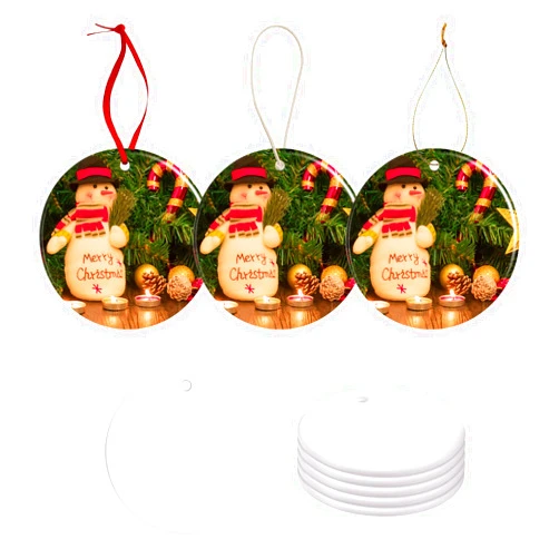 WANZELONYO Ceramic Sublimation Ornaments Blank Christmas Personalized Ornament 25 PCS 2.85 Inch Round White Bulk DIY Chritsmas Tree Decoration