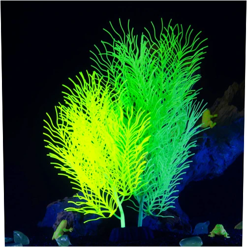 LPFLASAT Big-Yellow Aquarium Decor Artificial Plant Glowing Aquatic Plants Silicone Ornament for Fish Tank Landscape Decoration Betta Fish Tank Decor (1 Count)