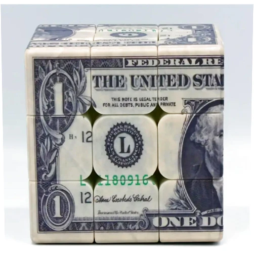 Xcarpro Speed Cube 3x3 One-Dollar Notes Bill Pattern Magic Cube Puzzle,IQ Games Puzzles Relief Effect Teens Adult Toys,5.6cm/2.2