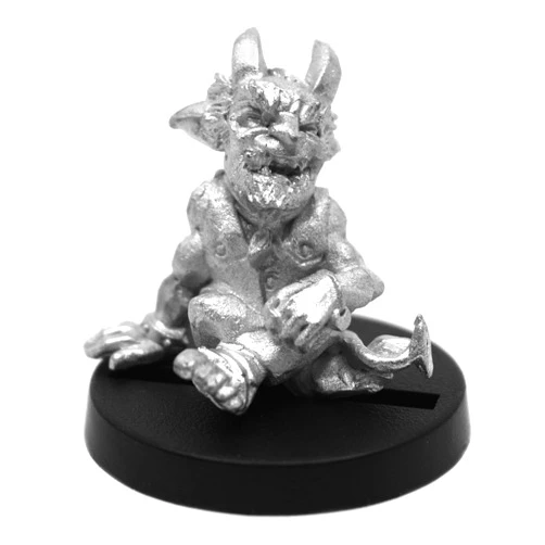 Stonehaven Miniatures Stonehaven Male Dwarf Tiefling Miniature - 20mm Lead-Free Pewter Figure, 28mm Scale, Unpainted, Made in USA