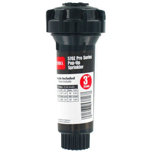 Toro 53817 3-Inch Pop-Up Fixed-Spray with Nozzle Sprinkler, 360-Degree, 15-Feet , Black