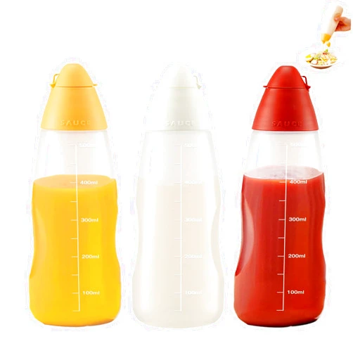 ORIJOYNA 18 oz Condiment Squeeze Bottles with Twist-On Cap Lids and Label Stickers - Ideal for Hot Sauces, BBQ Sauce, Oil, Salad Dressings, Mustard, and Mayo (3 Packs)